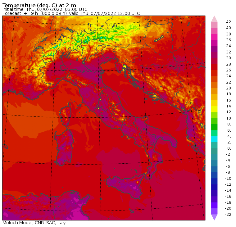 temperature massime 7 luglio
