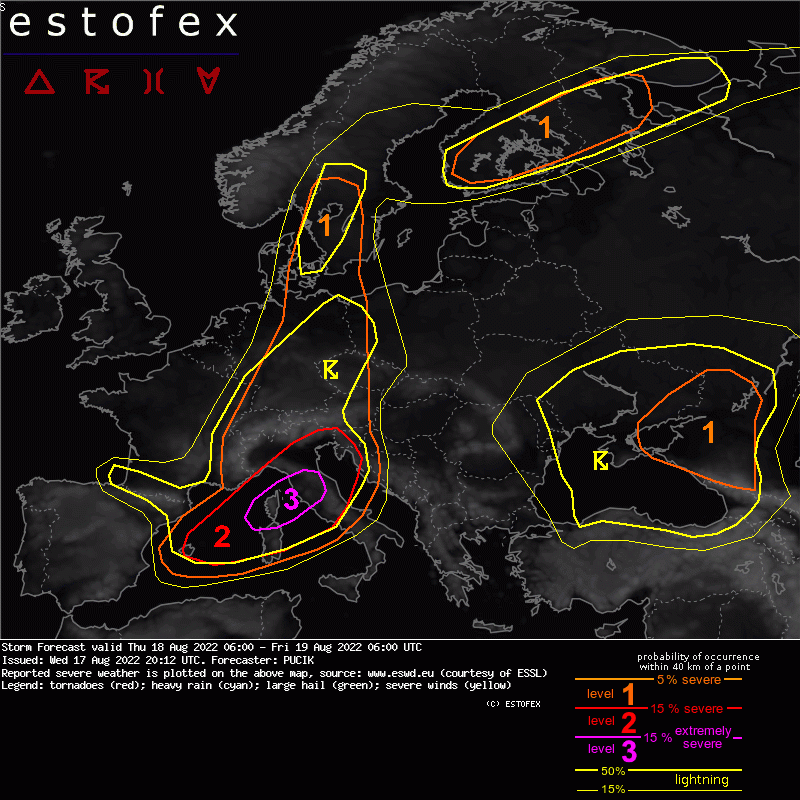 allerta meteo estofex 18 agosto 2022
