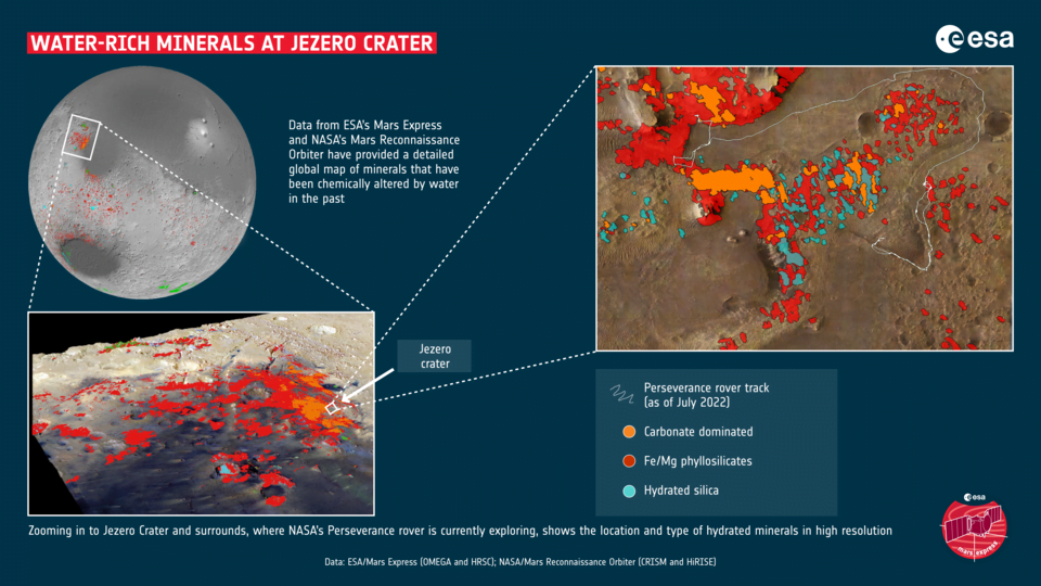 minerali acqua cratere jezero marte