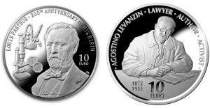 monete malta Louis Pasteur e Agostino Levanzin