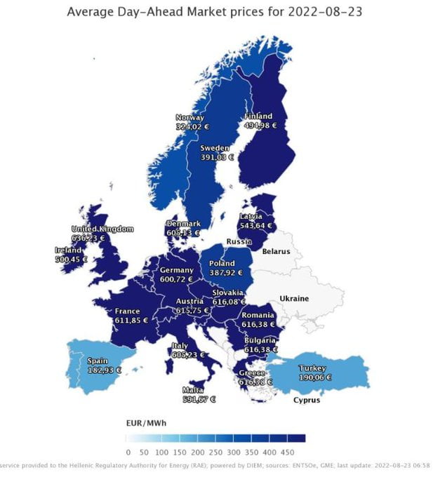 prezzo energia europa