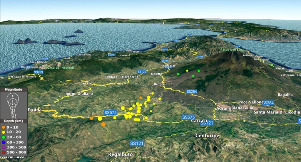 sciame sismico regalvuto bronte ingv