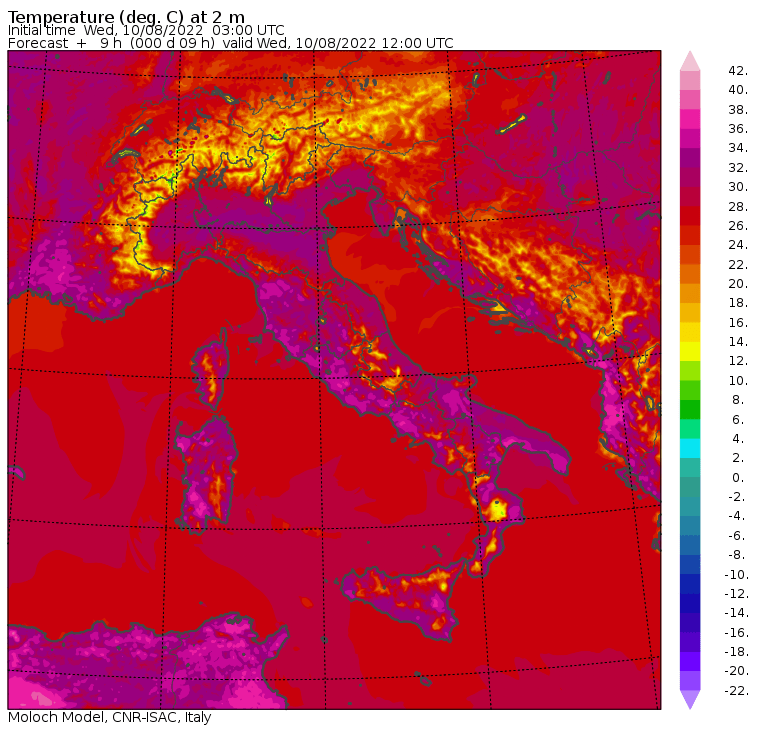 temperature massime 10 agosto