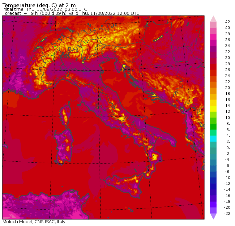 temperature massime 11 agosto