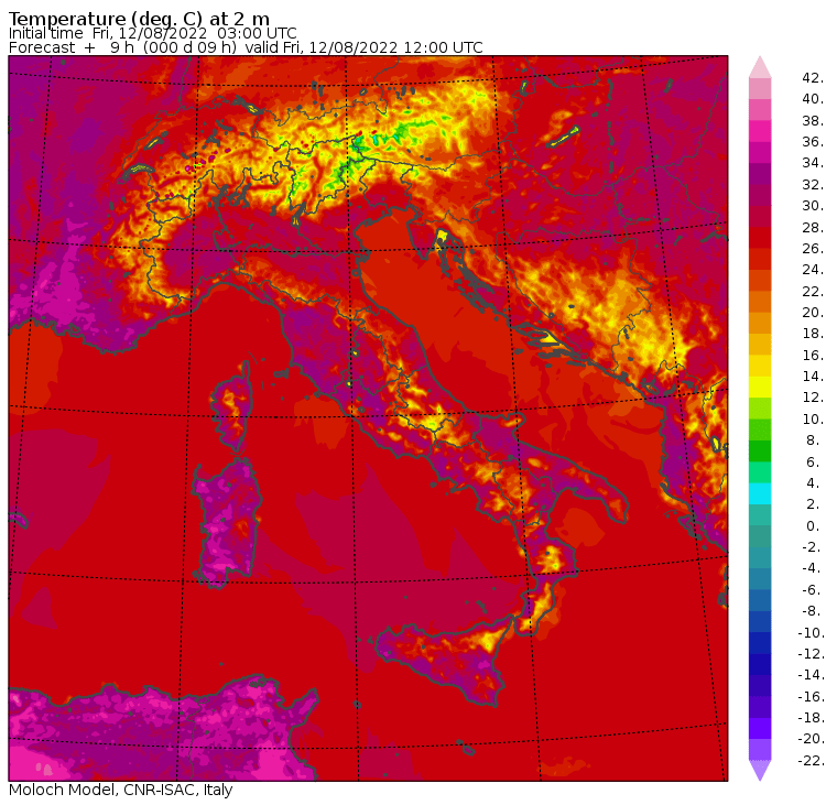 temperature massime 12 agosto