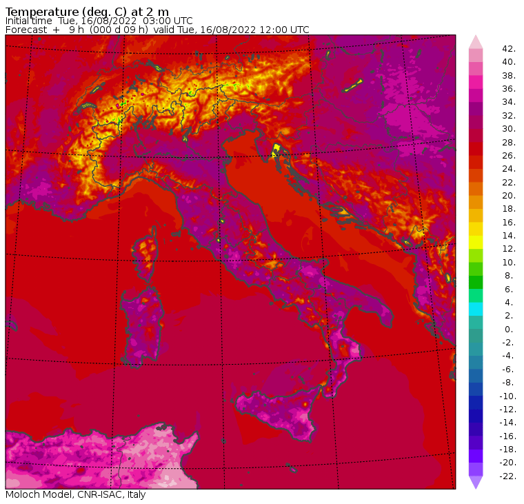 temperature massime 16 agosto