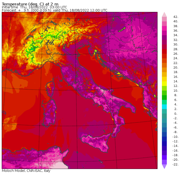 temperature massime 18 agosto