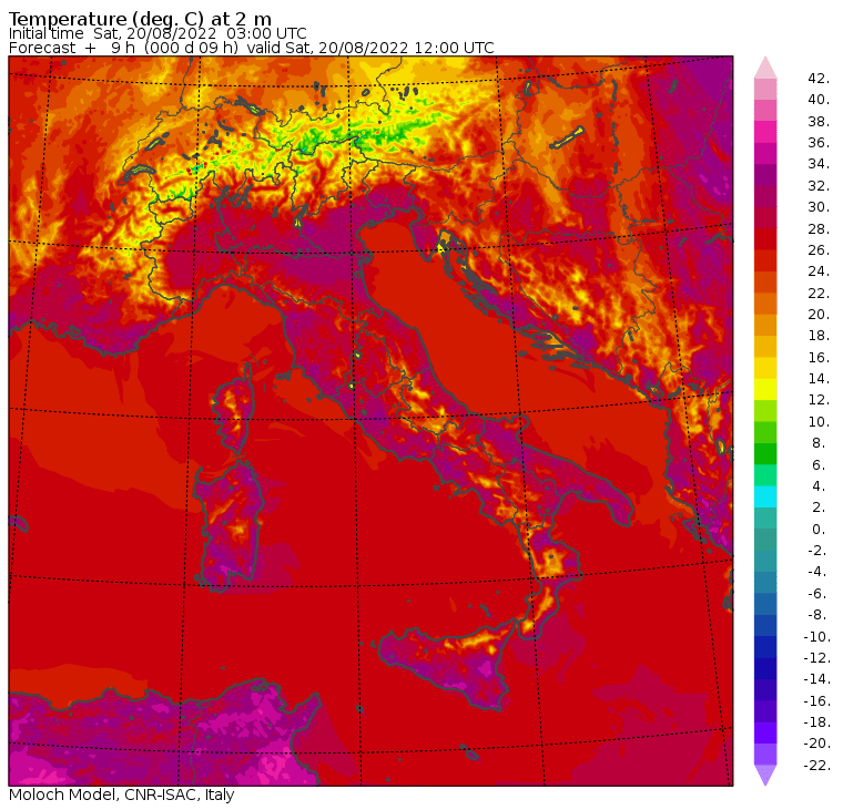 temperature massime 20 agosto