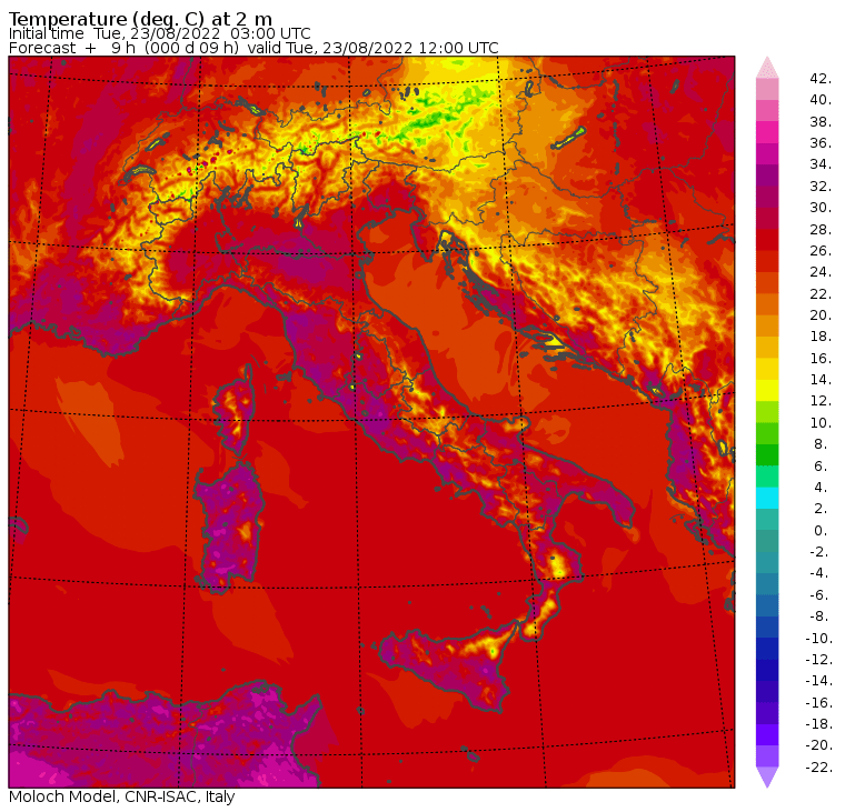 temperature massime 23 agosto