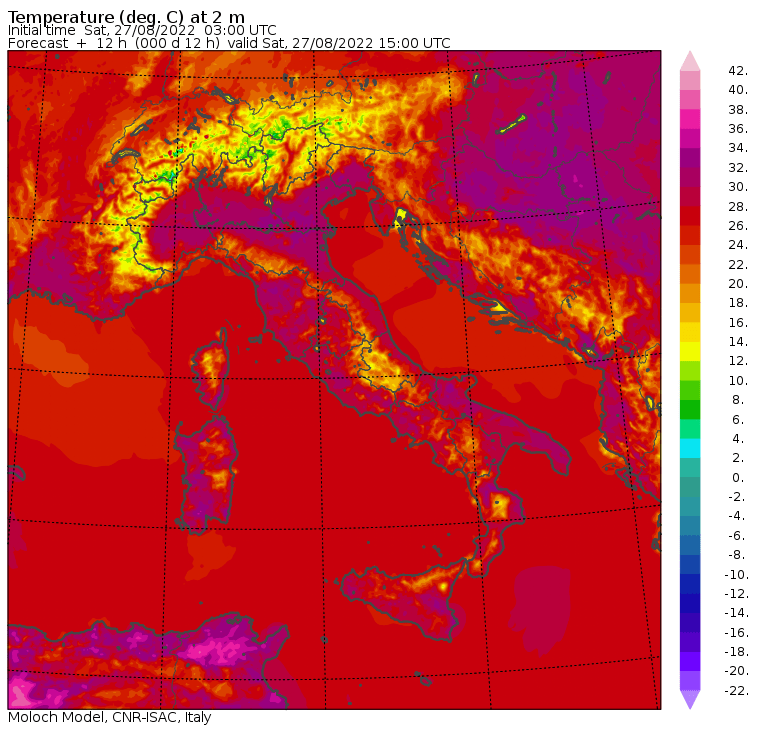 temperature massime oggi