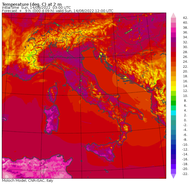 temperature minime 14 agosto