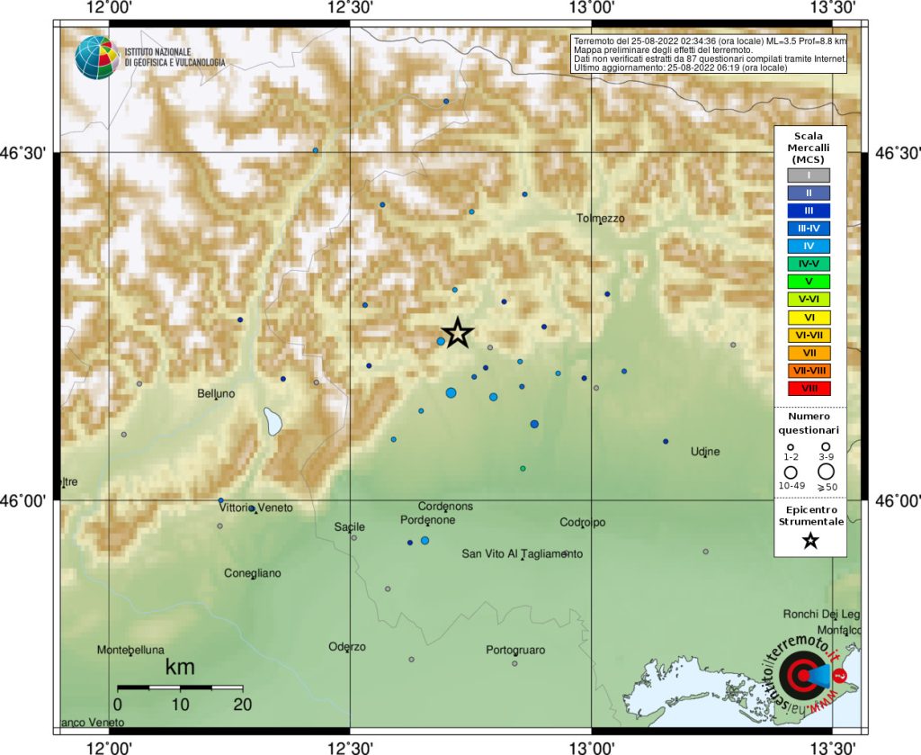 terremoto pordenone frisanco
