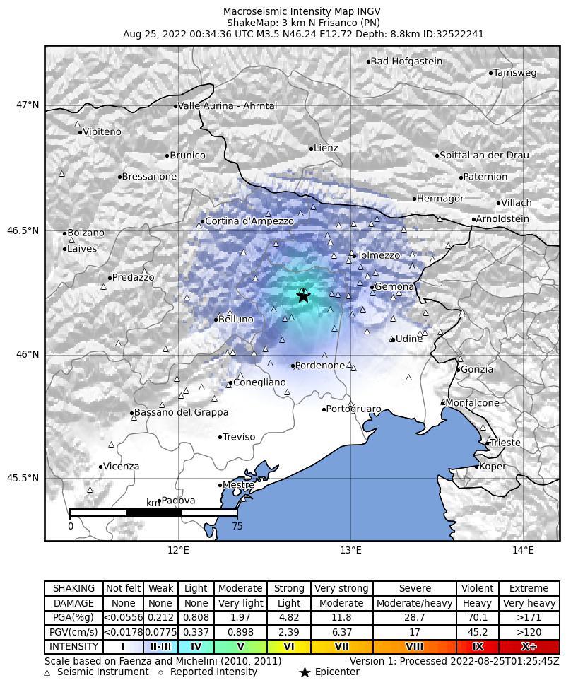 terremoto pordenone frisanco