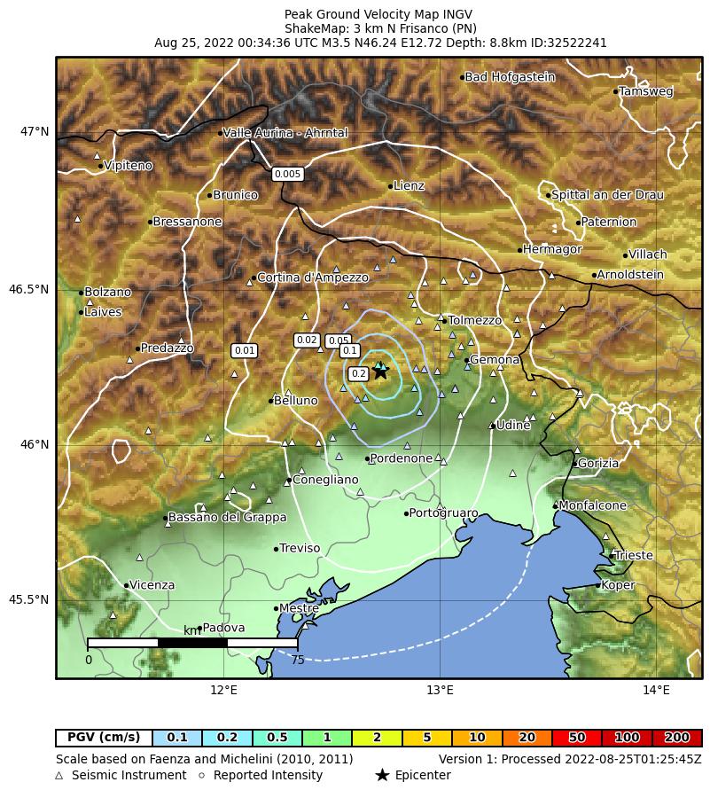 terremoto pordenone frisanco