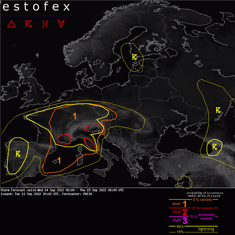 bollettino estofex 14 settembre 2022