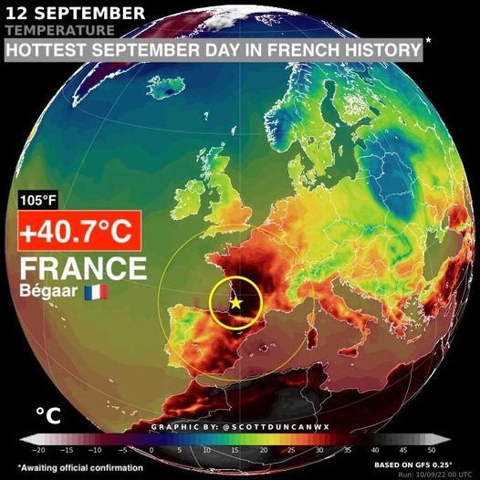 caldo record francia 12 settembre 2022