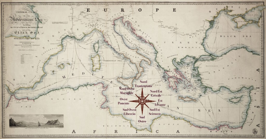 rosa dei venti meteo italia nomi dei venti