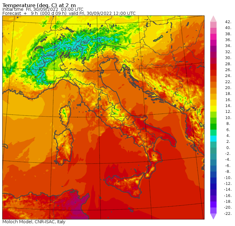 temperature massime 30 setttembre