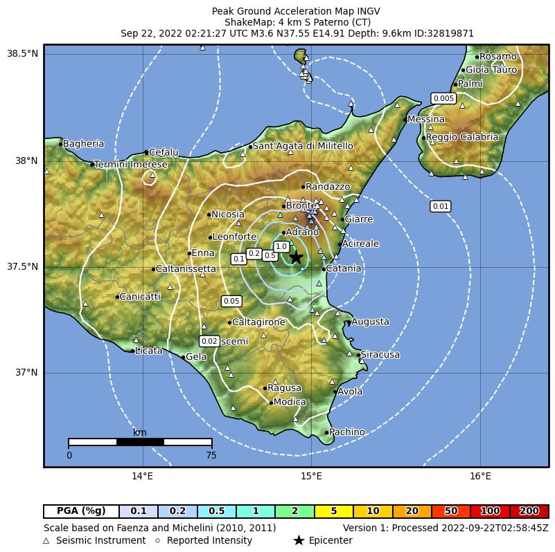 terremoto oggi catania