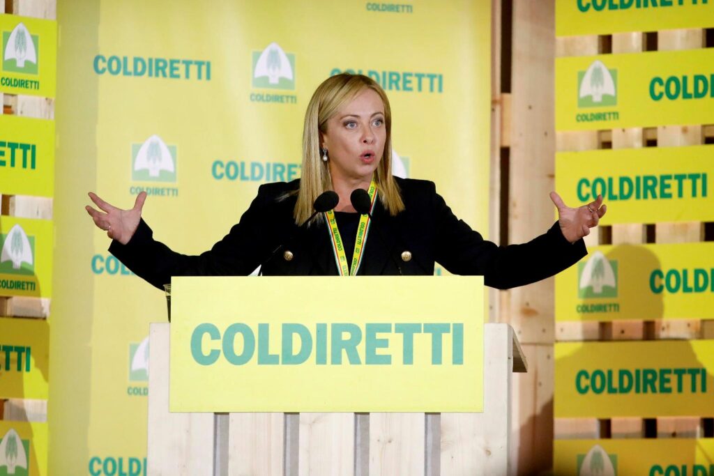 Giorgia Meloni arriva al villaggio Coldiretti