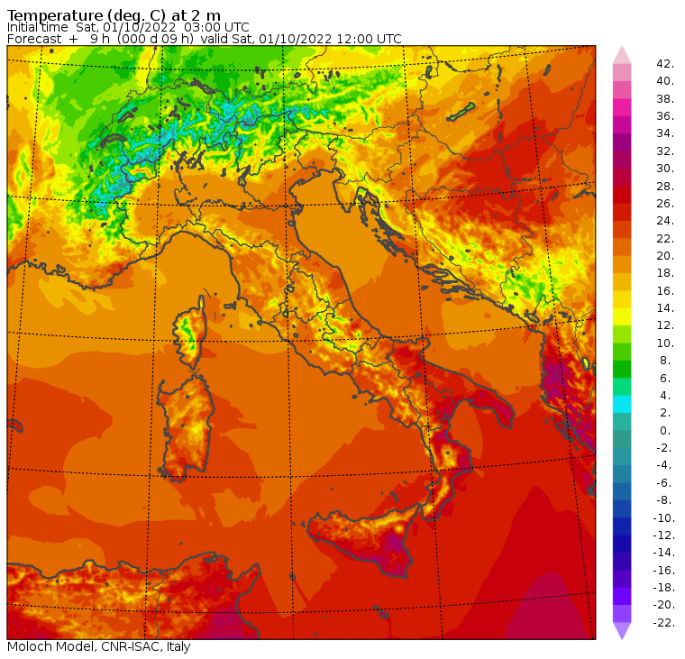 temperature massime 1 ottobre