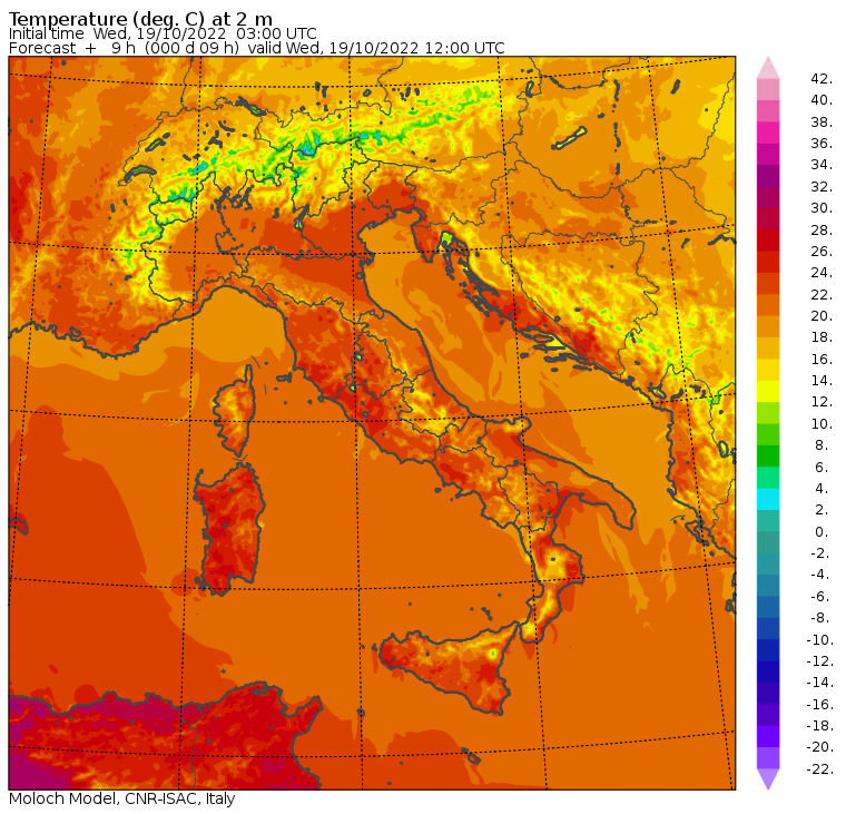 temperature massime 19 ottobre