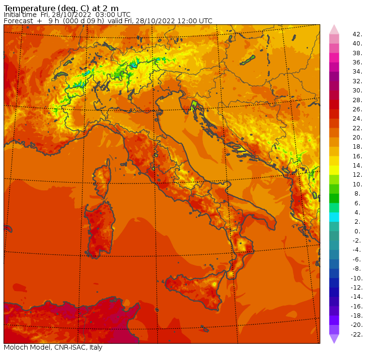 temperature massime 28 ottobre