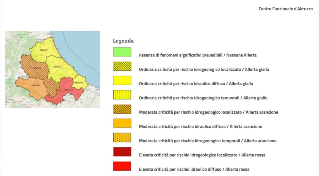 allerta meteo abruzzo 22 novembre