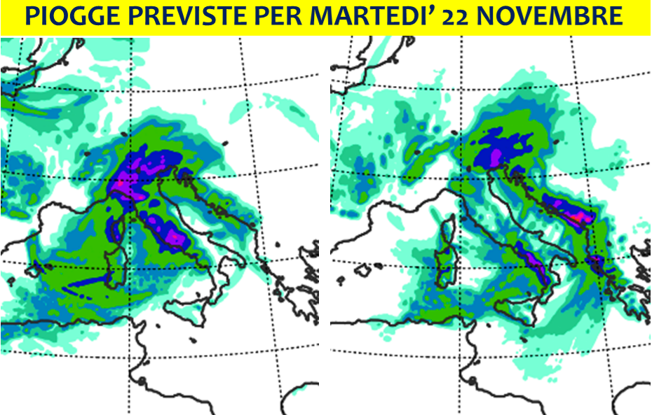 allerta meteo ciclone italia martedì 22 novembre