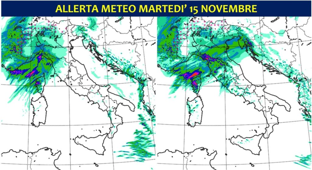 allerta meteo martedì 15 novembre