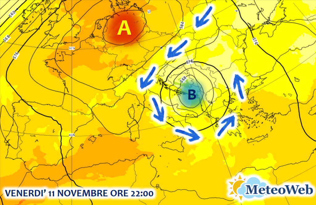 previsioni meteo 11 novembre 2022 goccia fredda balcani italia