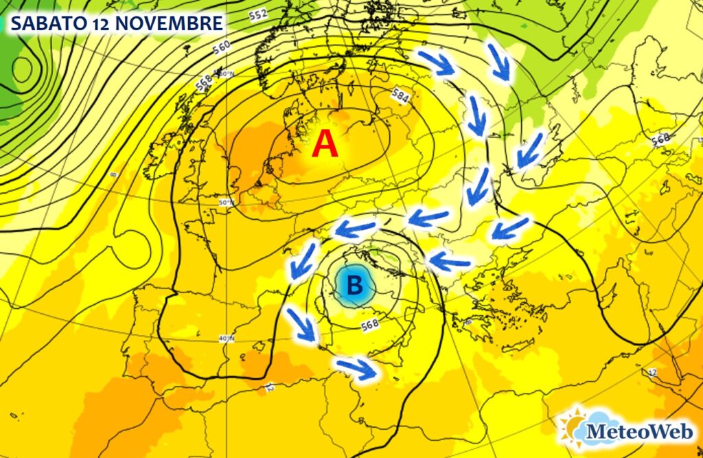 previsioni meteo sabato 12 novembre retrogressione italia