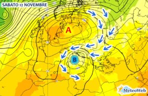 previsioni meteo sabato 12 novembre retrogressione italia