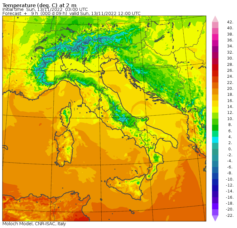 temperature massime 13 novembre