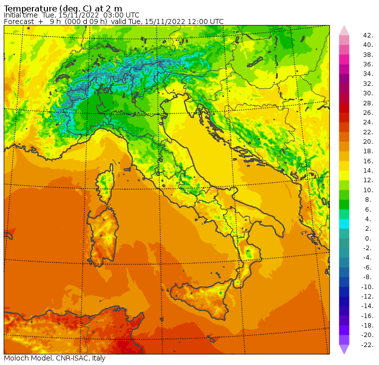 temperature massime 15 novembre