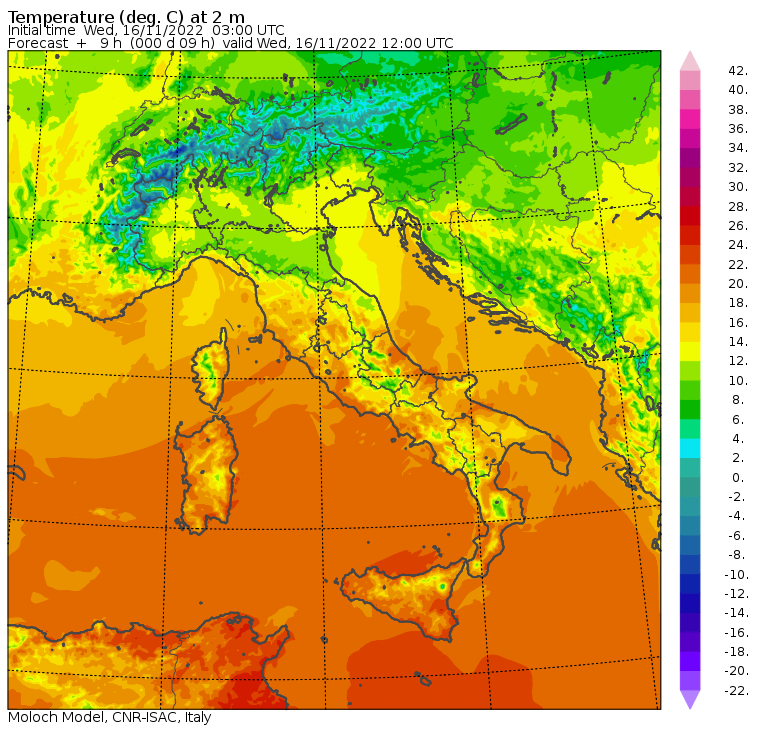 temperature massime 16 novembre
