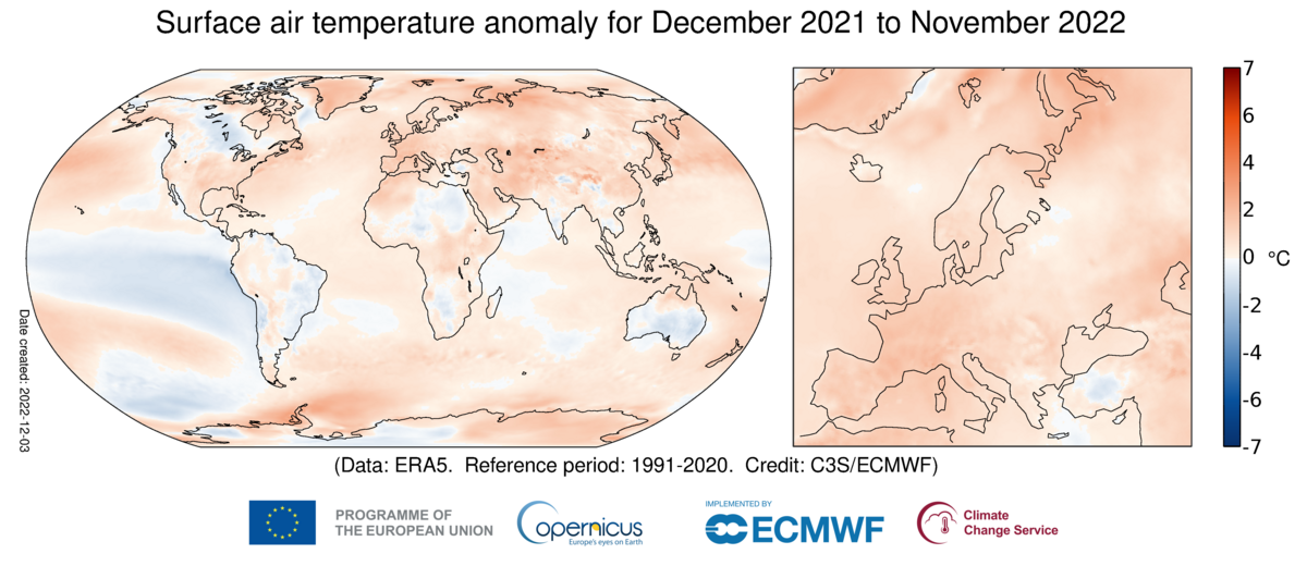 anomalia temperatura dicembre 2021-novembre 2022