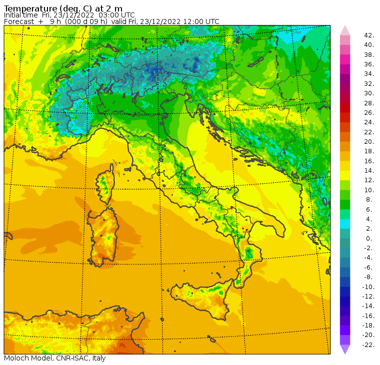 temperature massime 23 dicembre
