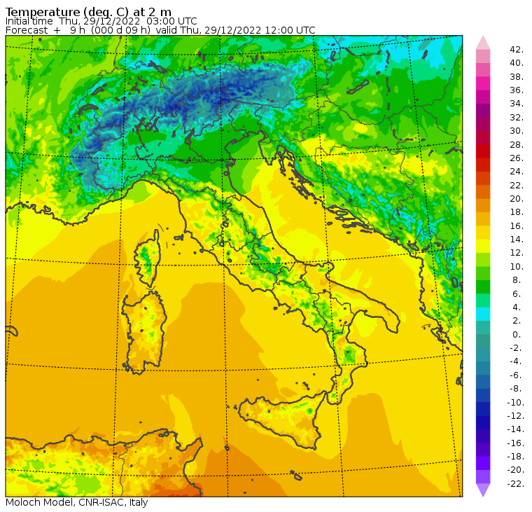 temperature massime 29 dicembre