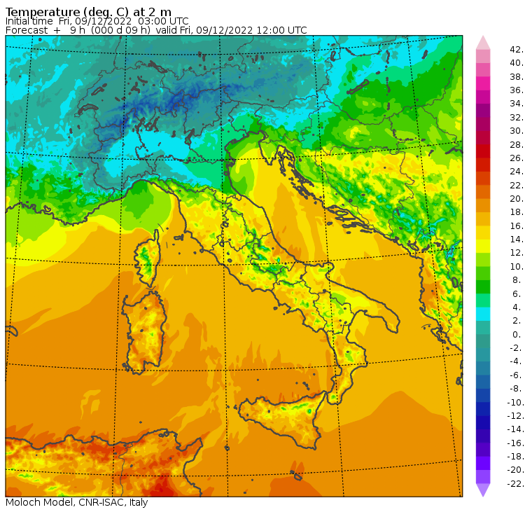 temperature massime 9 dicembre