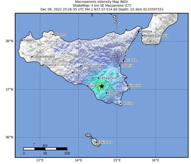 terremoto sicilia 8 dicembre 2022 