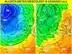 allerta meteo mercoledì 18 gennaio