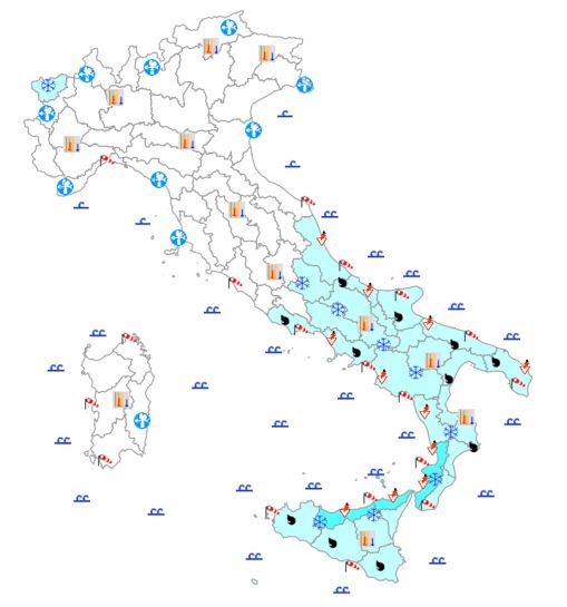 bollettino meteo protezione civile 10 gennaio