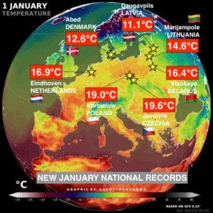 caldo record europa 1 gennaio 2023