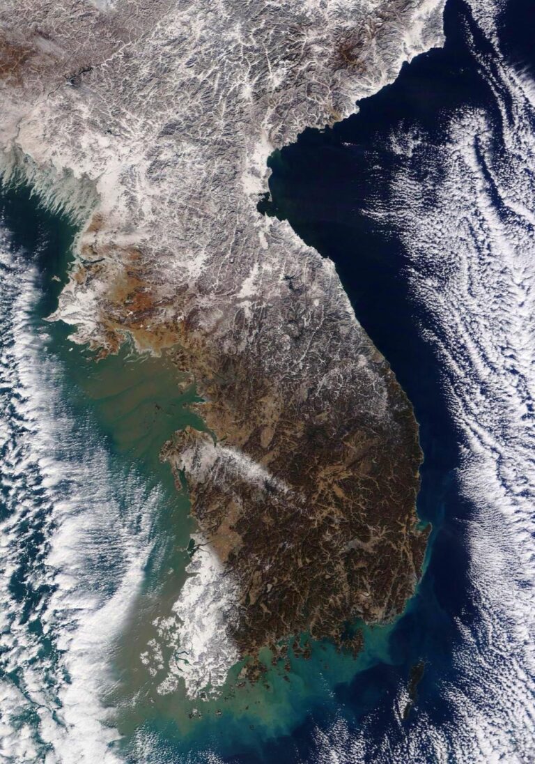 neve gelo corea del sud 25 gennaio 2023 satellite