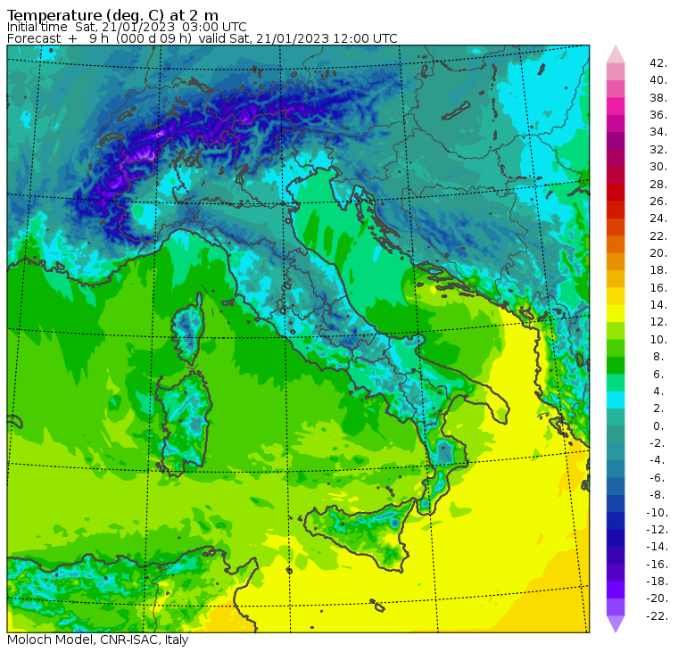 temperature massime 21 gennaio