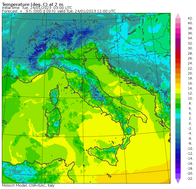 temperature massime 24 gennaio