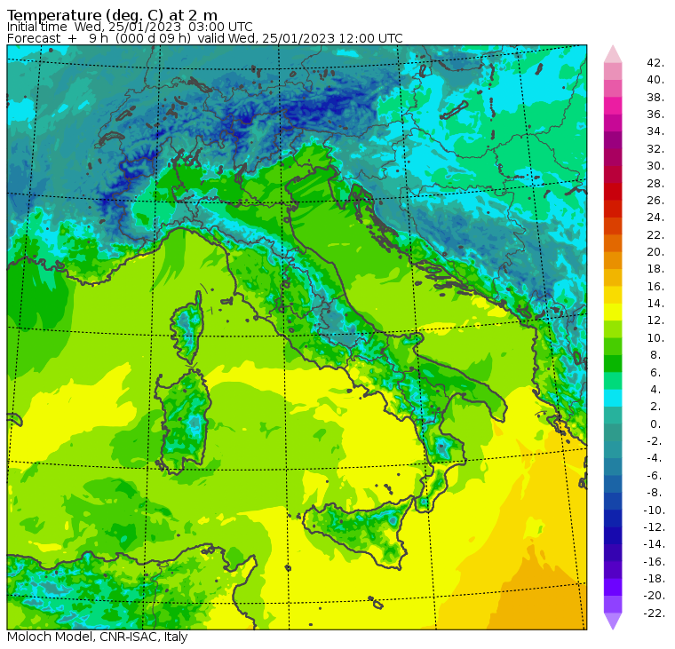 temperature massime 25 gennaio