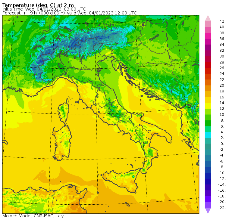 temperature massime 4 gennaio