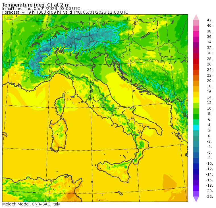 temperature massime 5 gennaio